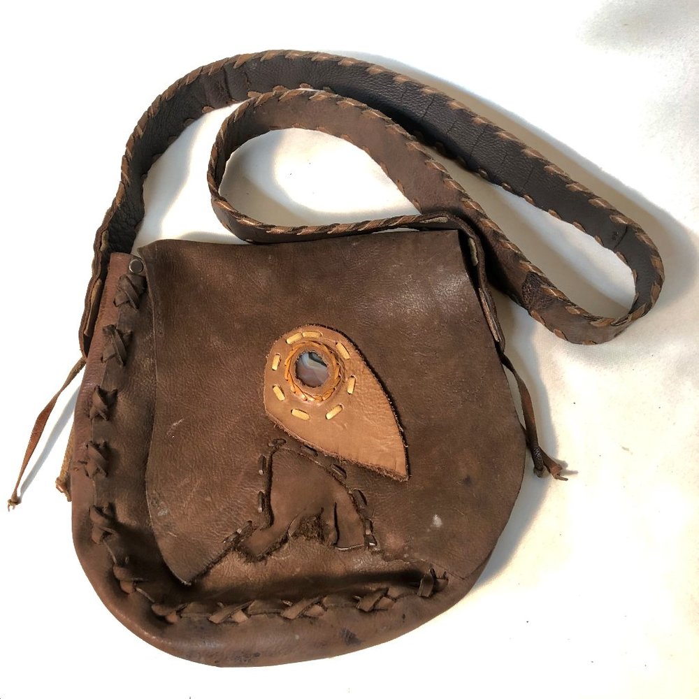 Boho leather crossbody, handmade, agate, STUNNING!